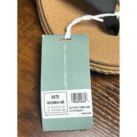 Revitalign Orthotic Leather Wedge Thong Sandals Kate Women’s Size 9B Black Tan - Picture 7 of 10